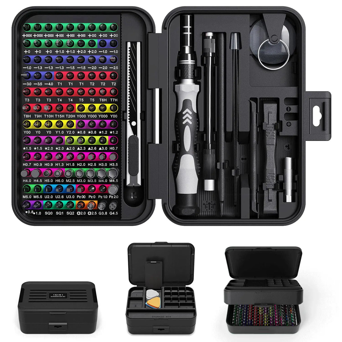 combatex™ Conjunto de chaves de fendas de precisão 132 em 1 – Kit tático de ferramentas de reparação com pontas magnéticas