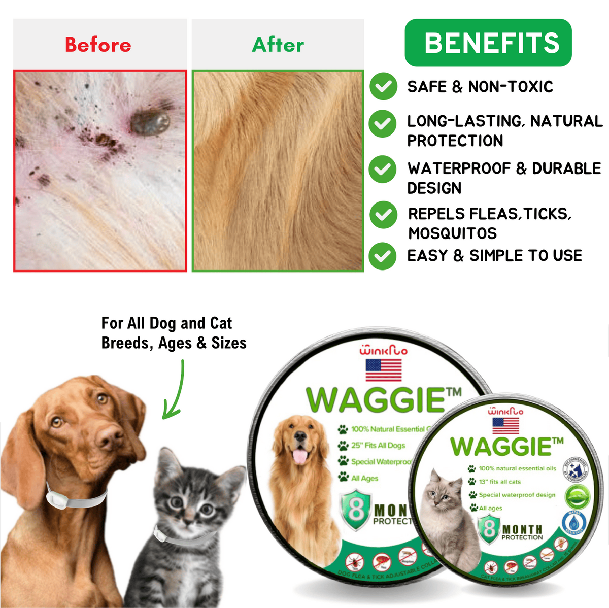cãolarinho™ - Coleira natural contra pulgas, carraças e mosquitos