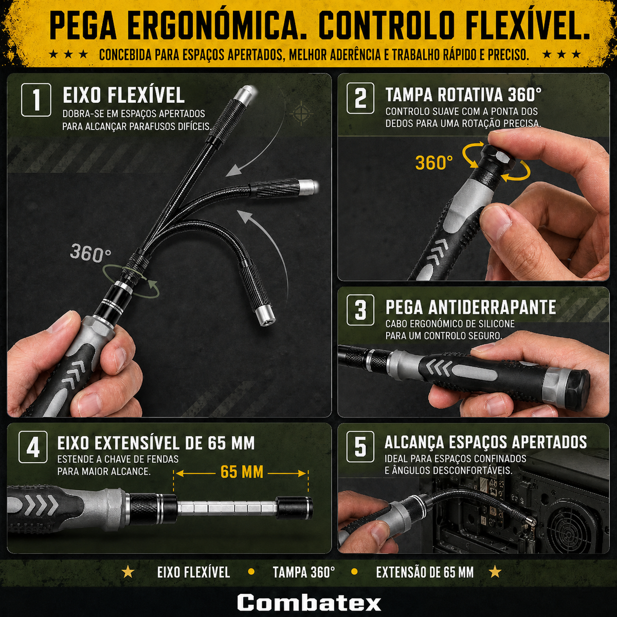 combatex™ Conjunto de chaves de fendas de precisão 132 em 1 – Kit tático de ferramentas de reparação com pontas magnéticas