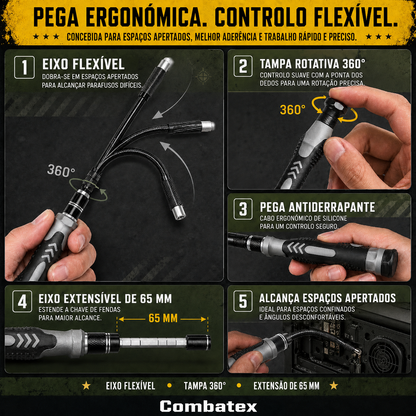 combatex™ Conjunto de chaves de fendas de precisão 132 em 1 – Kit tático de ferramentas de reparação com pontas magnéticas